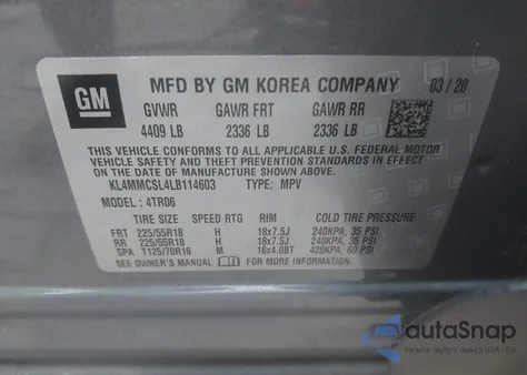 2020 Buick Encore Gx Awd Preferred из США, поврежденный, VIN KL4MMCSL4LB114603